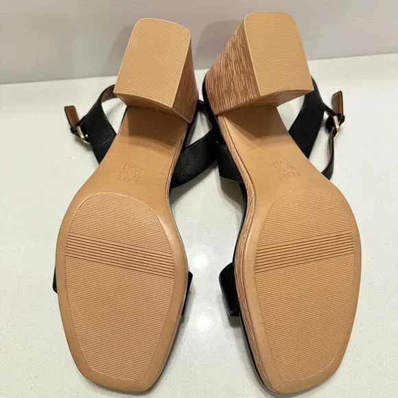 Naturalizer Womens Rose Black Leather Block Heel Sandals Square Toe Size 12 - Picture 7 of 9